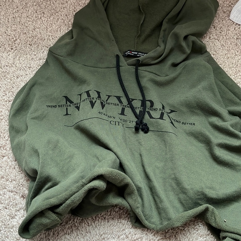 Olive Green cropped hoodie